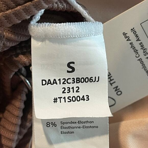 Cupshe Bikini Ribbed Scoop Neck Bralette High Waist 2 Piece Brown Womens Small - Picture 5 of 8